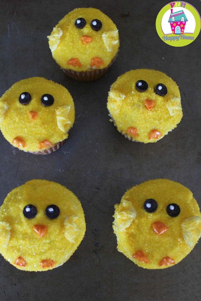 Easter Chick Cupcakes In Process 5 FunHappyHome.com