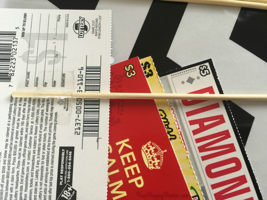 Attach Lottery ScratchOff To A Wooden Skewer