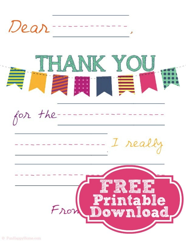 Children S Thank You Notes Free Printable